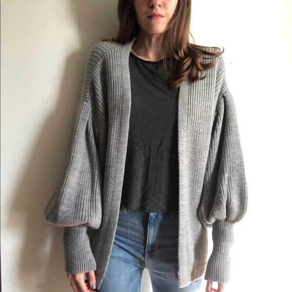 TOPSHOP BUBBLE SLEEVE OVERSIZED CARDIGAN - Picture 4 of 8
